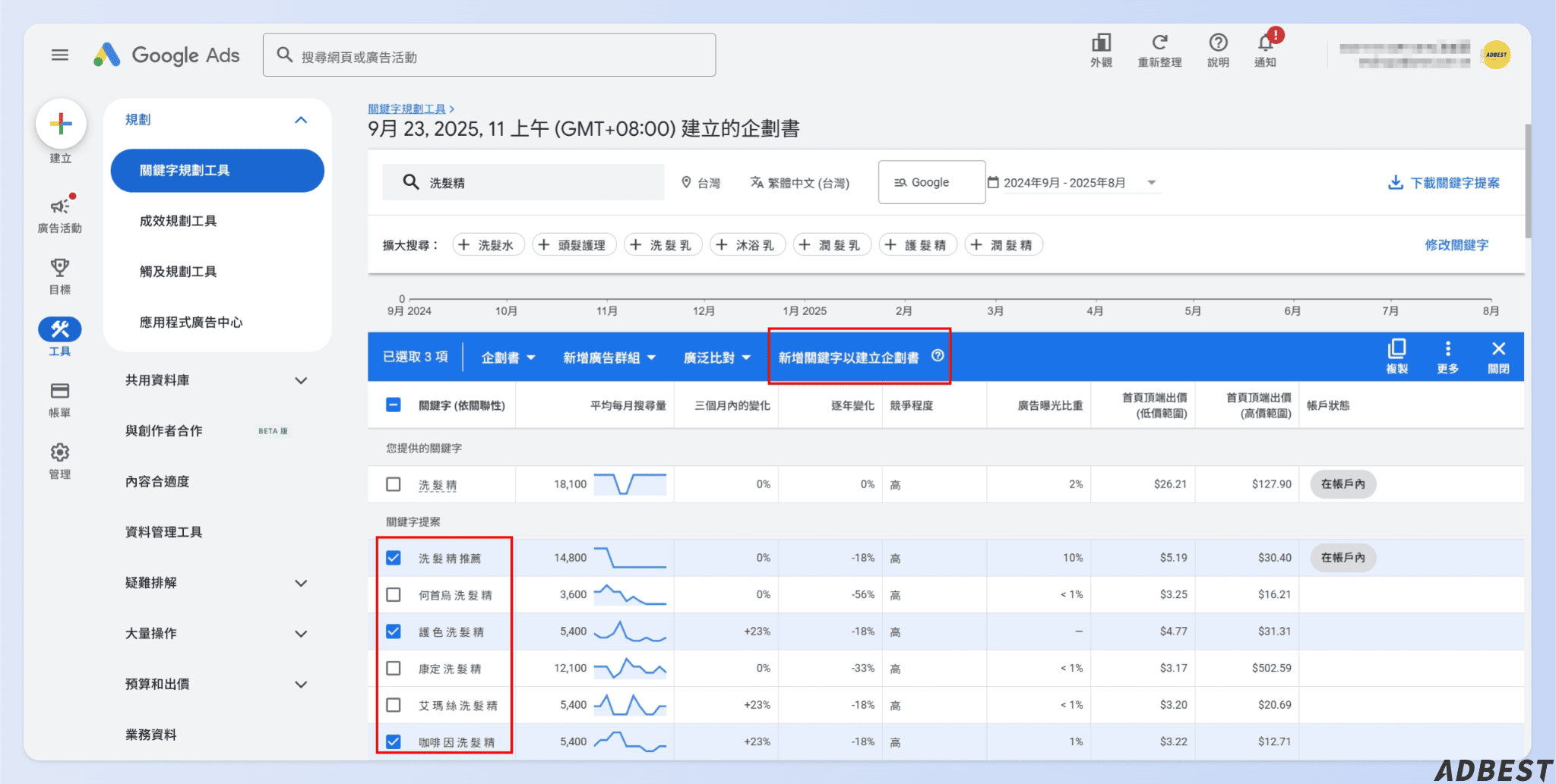 儲存至關鍵字企劃書