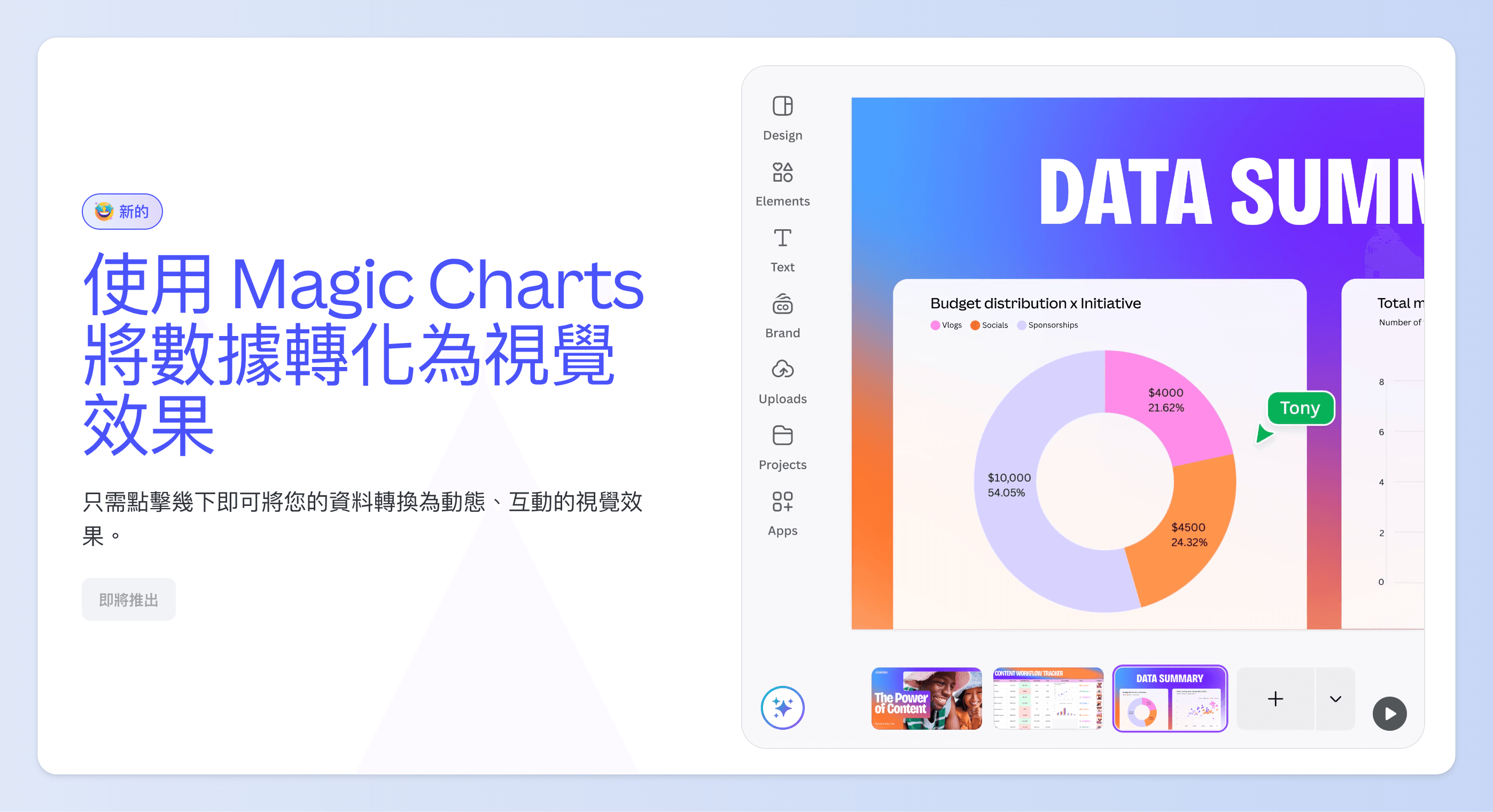Magic Charts 能根據數據,自動幫你生成各種互動式的圖表和視覺化圖表