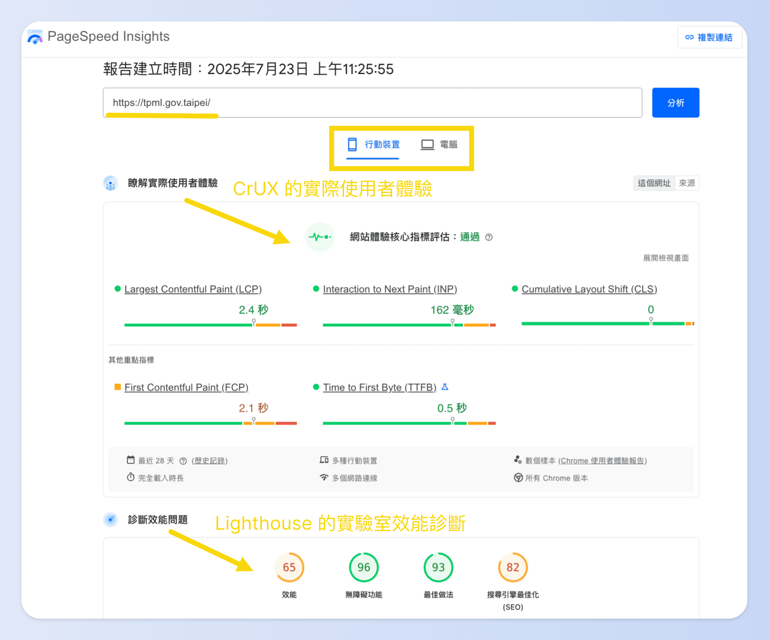 Google PageSpeed Insights 是由 Google 推出的免費網站速度檢測工具