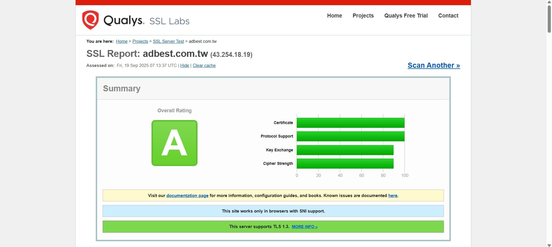 在 SSL Labs 輸入你的網站網址
