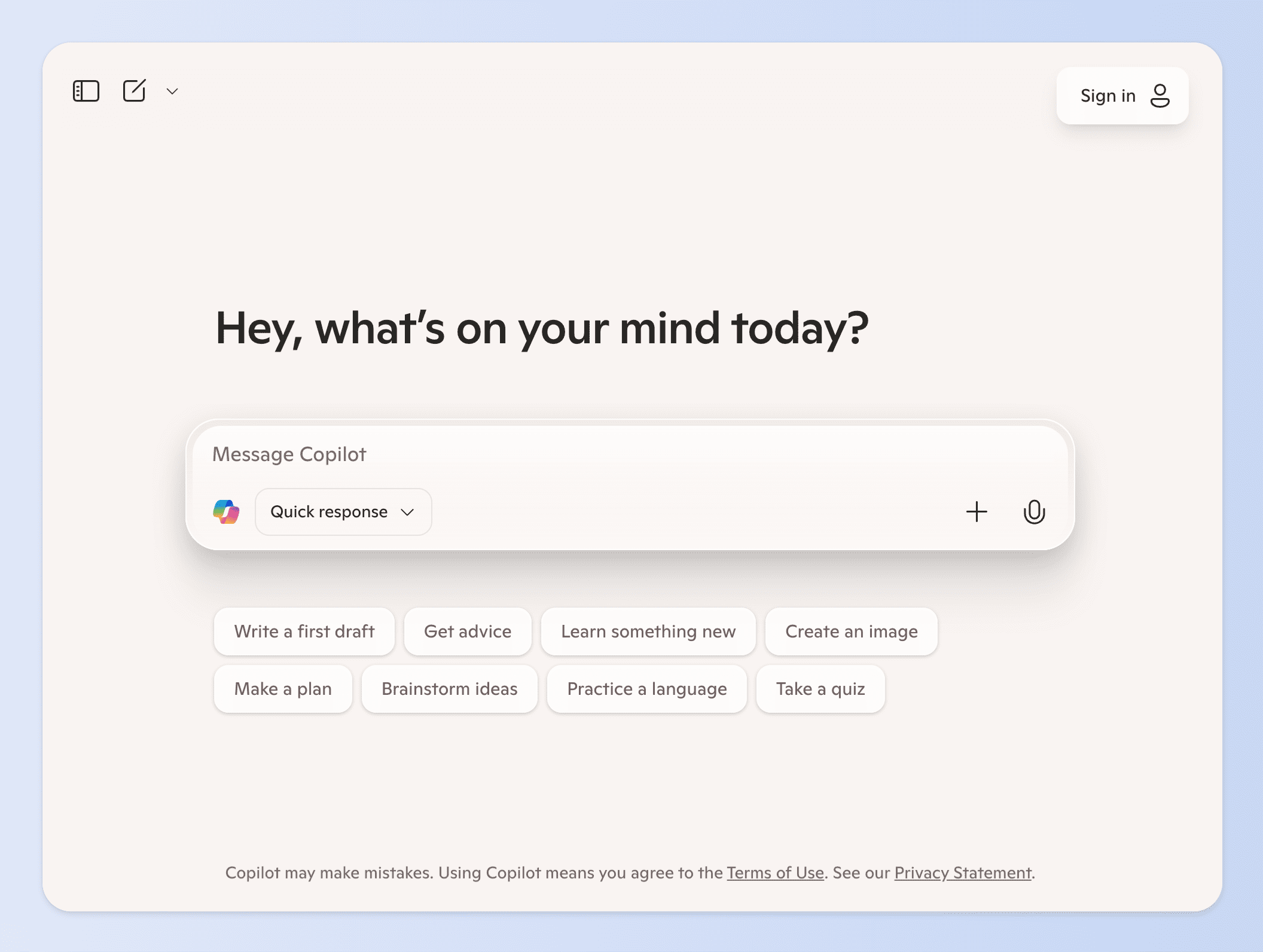 Copilot Web用途像是 ChatGPT可以對話生成回應