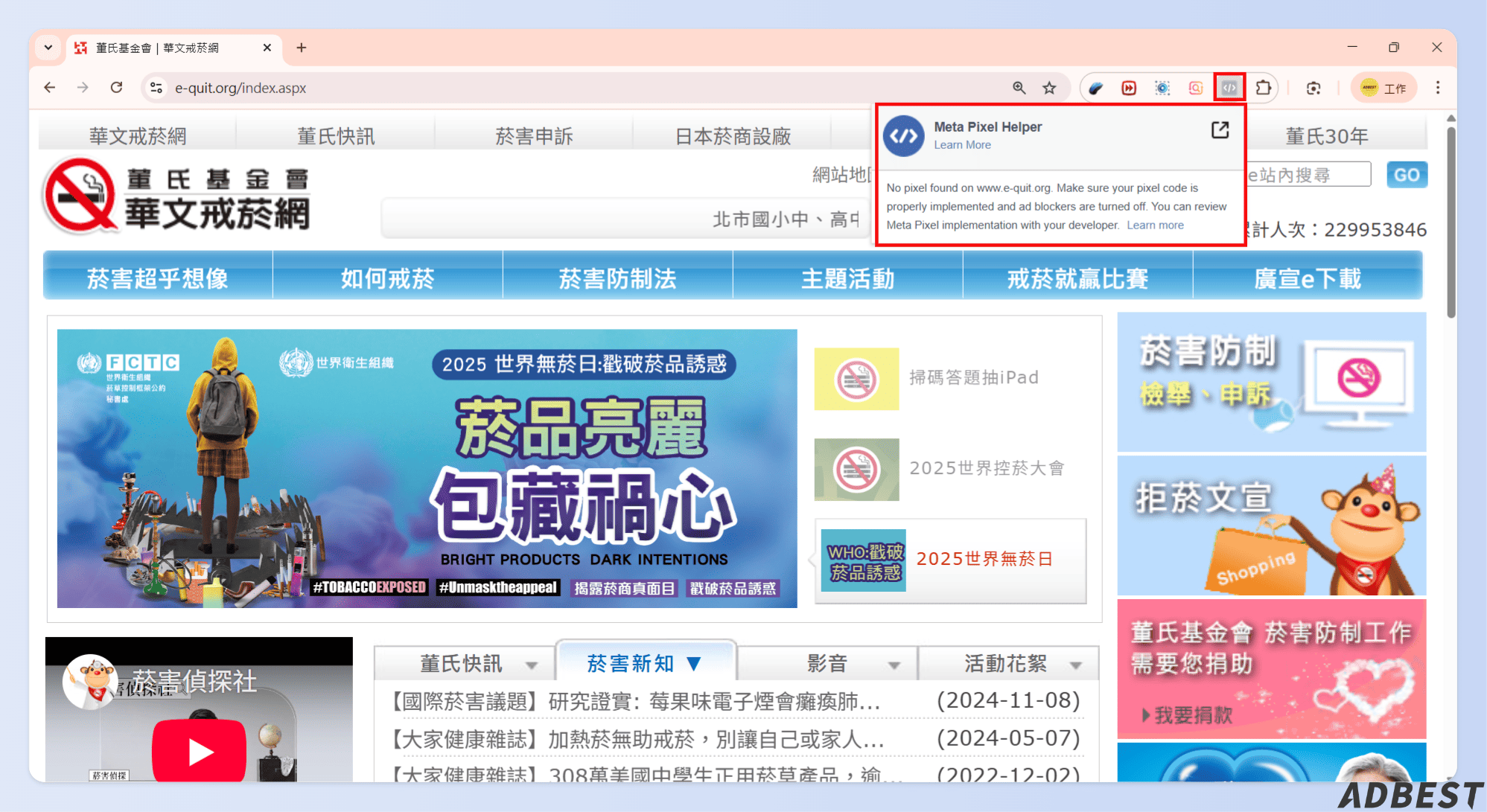 Meta Pixel Helper 沒有偵測到 FB Pixel
